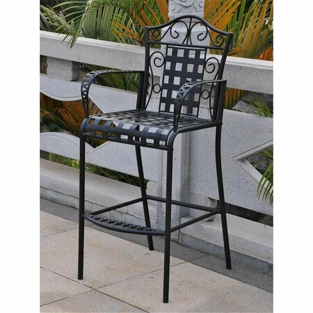 INTERNATIONAL CARAVAN Mandalay Iron Bar Height Chair, Antique Black, 2PK 3467-2CH-ANT-BK